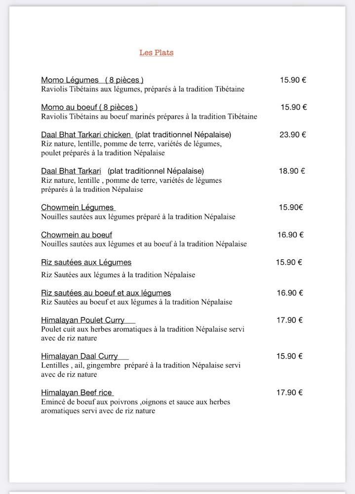 Tibet Kitchen by Nyima - Menu Image 1